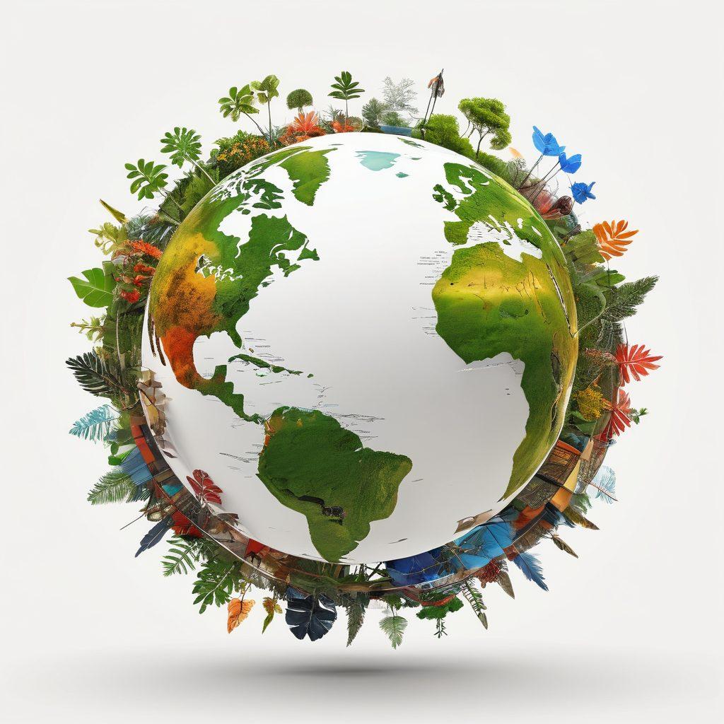 A dynamic globe with vibrant arrows representing global growth, surrounded by diverse communities engaging in discussions and collaboration. Illustrate the power of connection through technology, featuring people from different cultures sharing ideas, with visual metaphors of growth like plants and gears intertwined. The background should have a blend of bright colors to symbolize energy and transformation. super-realistic. vibrant colors. white background.